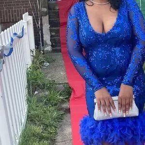 Dresses Royal Blue Sequin Dress With Feather Lining On The